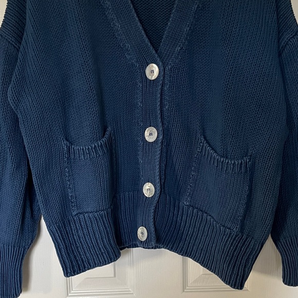 Babaa no16 cotton cardigan deep water dark Blue Women's Sweater - OS - Picture 5 of 15